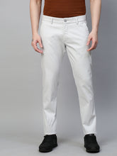 Genips Men's Light Sky  Cotton Stretch Caribbean Slim Fit Solid Trousers